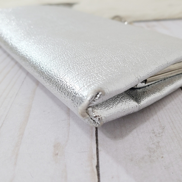 Vintage 60s 70s metallic silver clutch evening bag - Picture 5 of 8